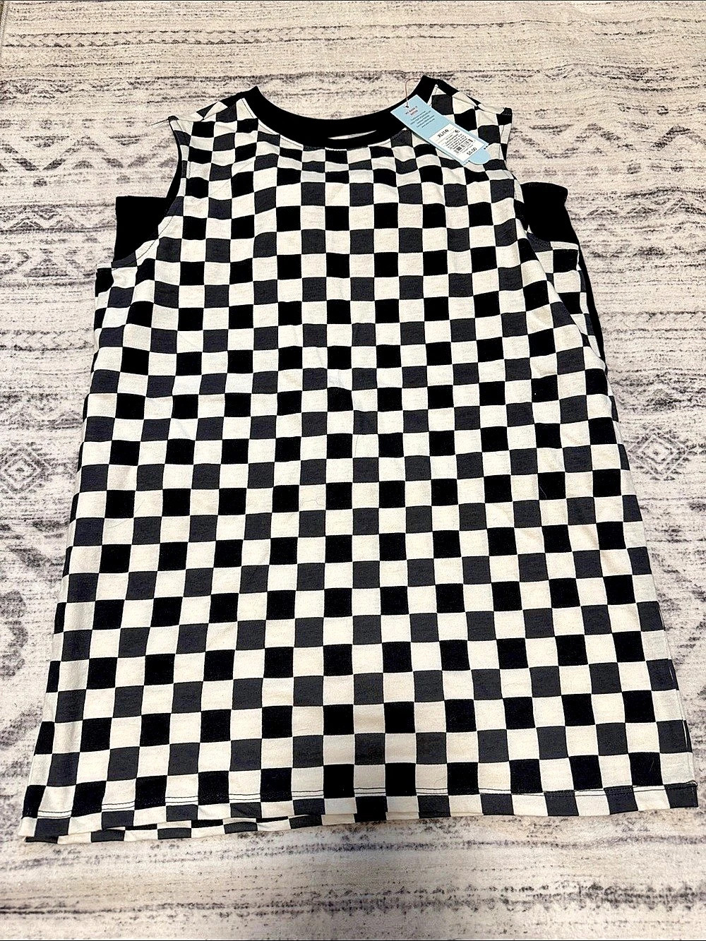 Cat & Jack boys Checkered Mini Dress Cotton Size XL (14) NWT
